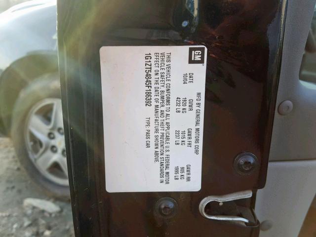 1G1ZT54845F186392 - 2005 CHEVROLET MALIBU LS BLACK photo 10