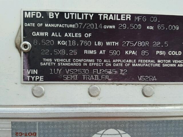 1UYVS2530FU263512 - 2015 UTILITY REEFER WHITE photo 10