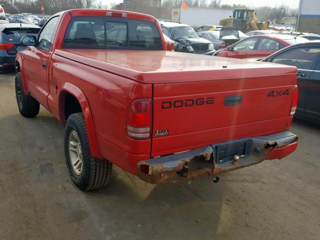 1B7GG26X01S197252 - 2001 DODGE DAKOTA RED photo 3