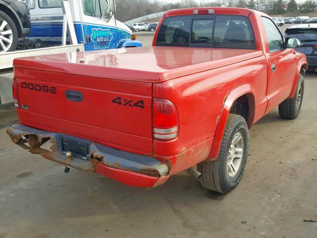 1B7GG26X01S197252 - 2001 DODGE DAKOTA RED photo 4