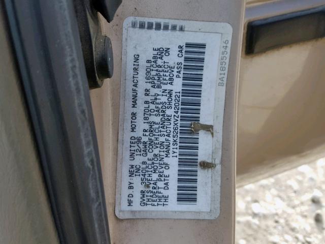 1Y1SK526XVZ420221 - 1997 GEO PRIZM BASE 棕色 照片 10