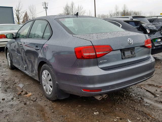 3VW1K7AJ2FM320664 - 2015 VOLKSWAGEN JETTA BASE GRAY photo 3