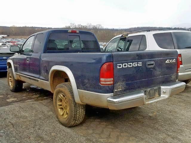 1B7GG22X61S314354 - 2001 DODGE DAKOTA BLUE photo 3