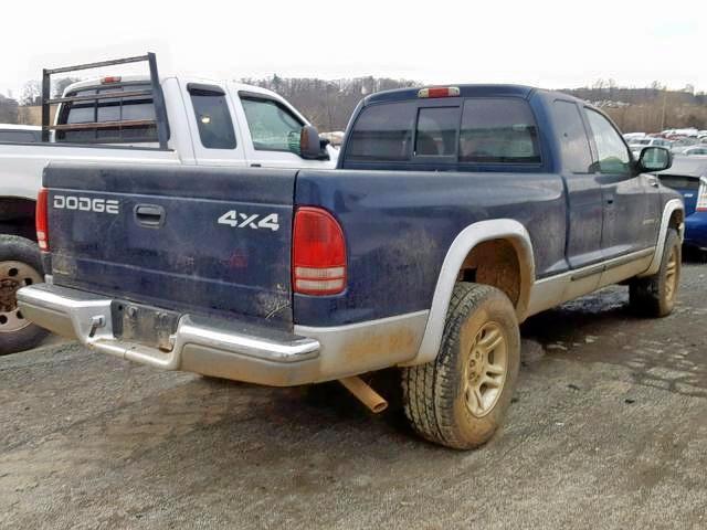 1B7GG22X61S314354 - 2001 DODGE DAKOTA BLUE photo 4