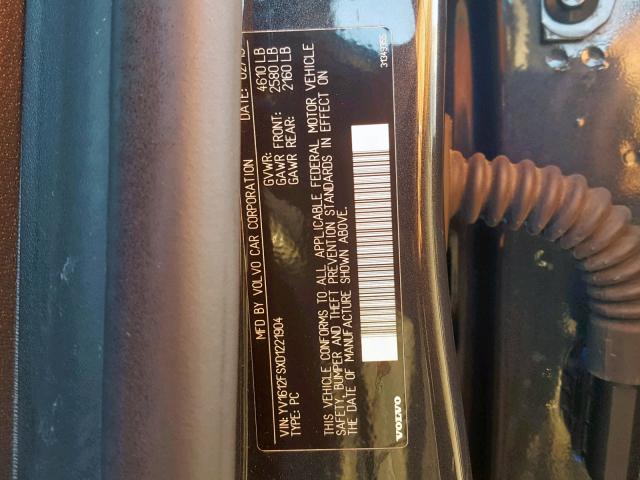 YV1612FSXD1221904 - 2013 VOLVO S60 T5 GRAY photo 10