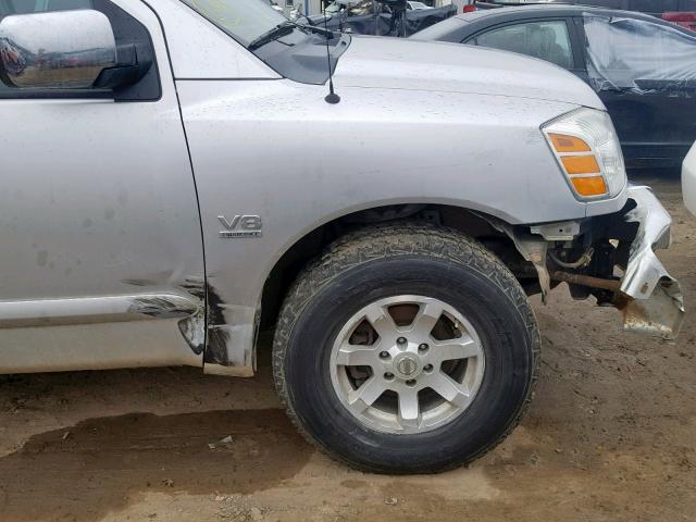 1N6AA07B64N562810 - 2004 NISSAN TITAN XE SILVER photo 9