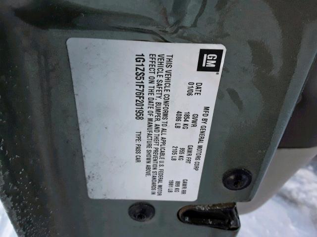1G1ZS51F76F201958 - 2006 CHEVROLET MALIBU LS მწვანე ფოტო 10