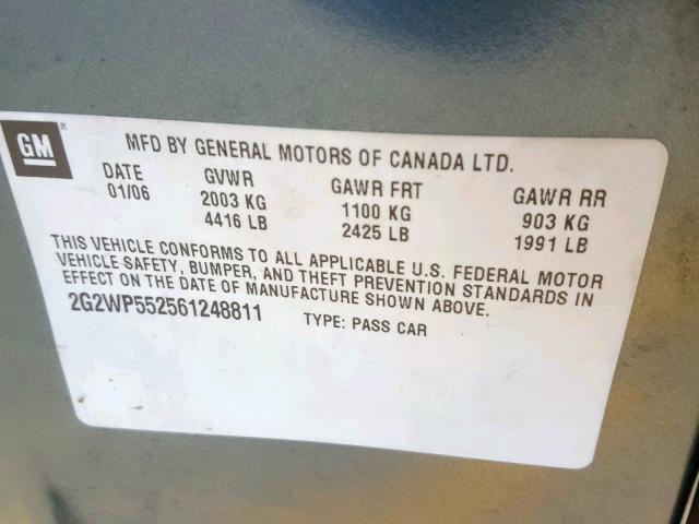 2G2WP552561248811 - 2006 PONTIAC GRAND PRIX ლურჯი ფოტო 10