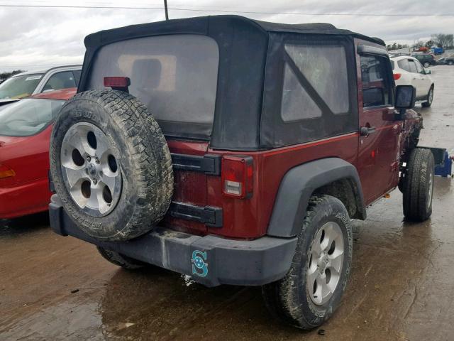 1J4FA24118L538510 - 2008 JEEP WRANGLER X RED photo 4