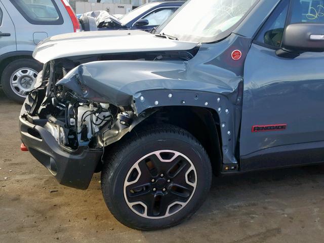 ZACCJBCT9GPE16175 - 2016 JEEP RENEGADE T GRAY photo 9