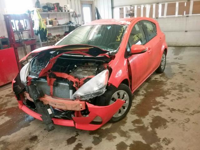 JTDKDTB3XD1043850 - 2013 TOYOTA PRIUS C ORANGE photo 2