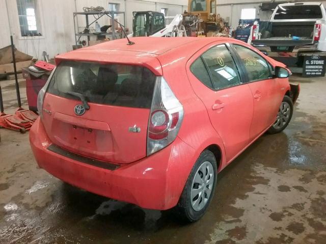 JTDKDTB3XD1043850 - 2013 TOYOTA PRIUS C ORANGE photo 4