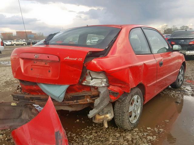 KMHCG35C61U118248 - 2001 HYUNDAI ACCENT GS RED photo 4