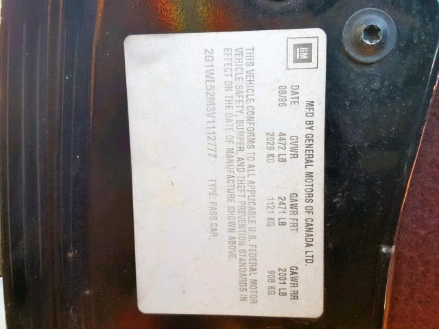 2G1WL52M3V1112777 - 1997 CHEVROLET LUMINA BAS BLACK photo 10