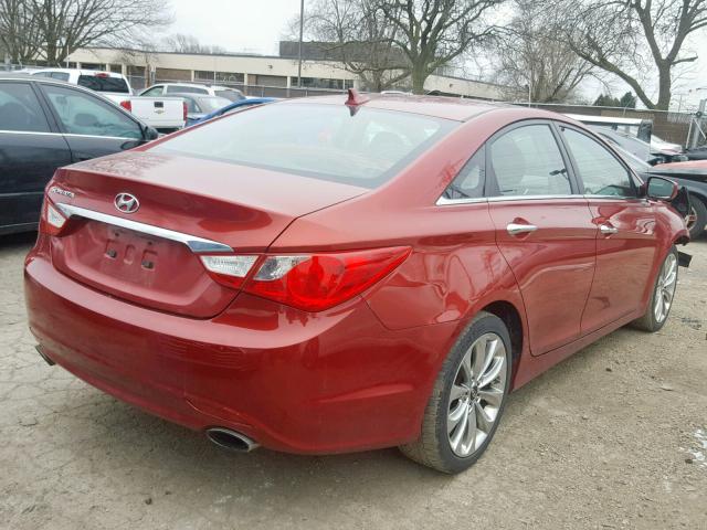 5NPEC4AC1BH053552 - 2011 HYUNDAI SONATA SE RED photo 4