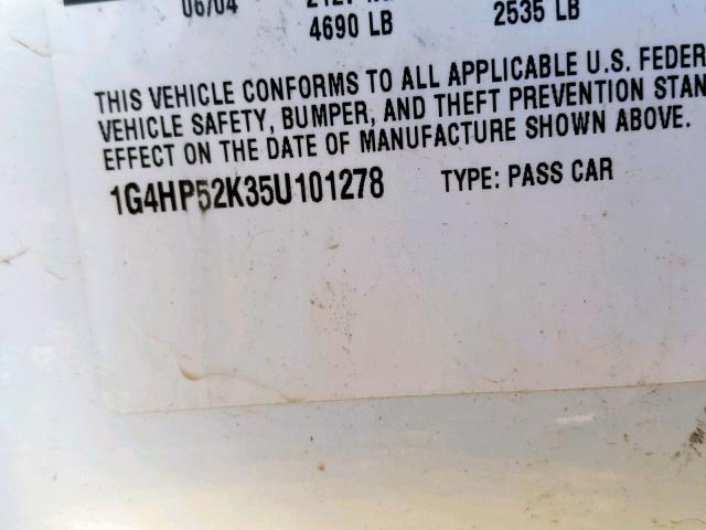 1G4HP52K35U101278 - 2005 BUICK LESABRE CU WHITE photo 10