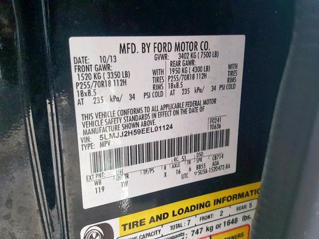 5LMJJ2H59EEL01124 - 2014 LINCOLN NAVIGATOR 黑色 照片 10