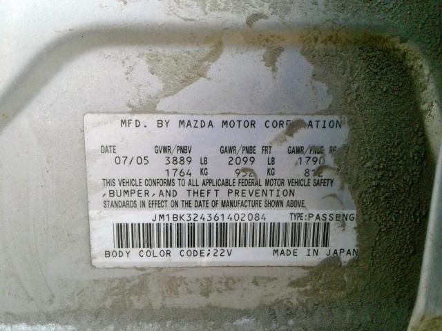 JM1BK324361402084 - 2006 MAZDA 3 S SILVER photo 10