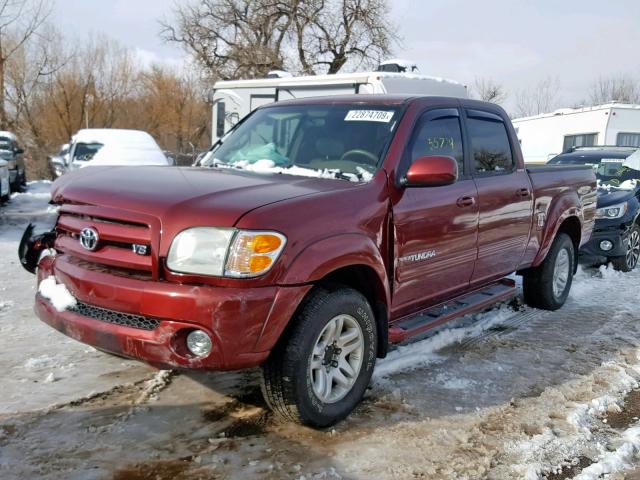 5TBDT481X4S457455 - 2004 TOYOTA TUNDRA DOU RED photo 2