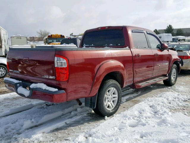 5TBDT481X4S457455 - 2004 TOYOTA TUNDRA DOU RED photo 4