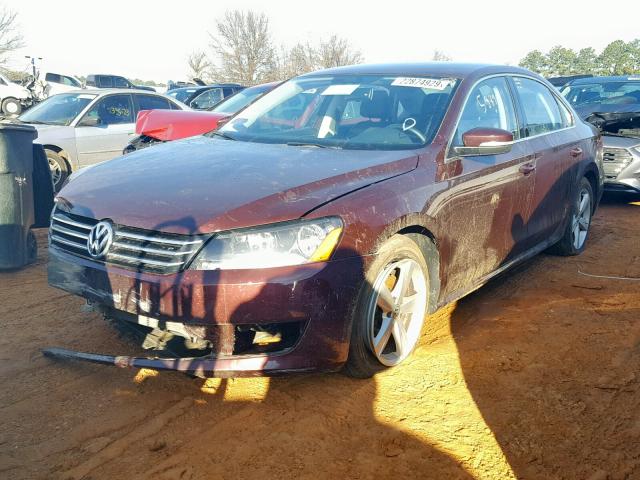 1VWBP7A38EC006864 - 2014 VOLKSWAGEN PASSAT SE BURGUNDY photo 2