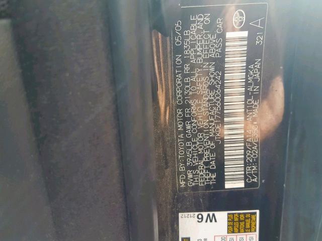 JTKDE177560064242 - 2006 TOYOTA SCION TC შავი ფოტო 10