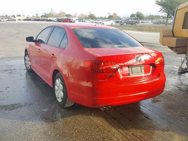 3VW2K7AJ9EM362350 - 2014 VOLKSWAGEN JETTA BASE 红色 照片 3