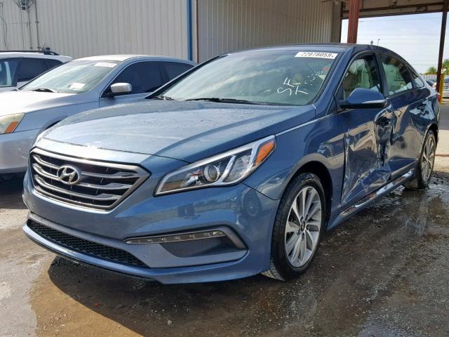 5NPE34AF2GH315080 - 2016 HYUNDAI SONATA SPO BLUE photo 2