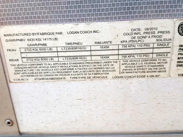 4TGHR3429B2000416 - 2011 LOGA TRAILER WHITE photo 10