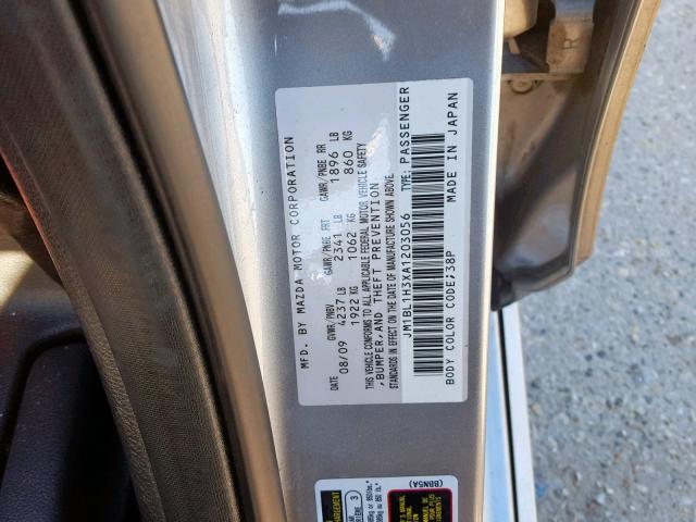 JM1BL1H3XA1203056 - 2010 MAZDA SPEED 3 SILVER photo 10