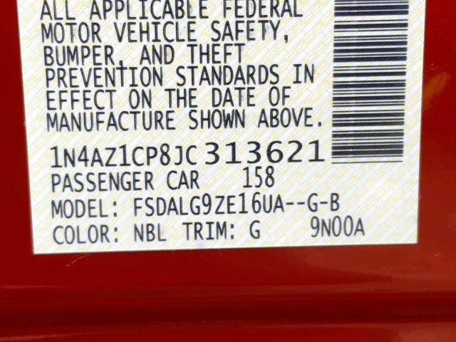 1N4AZ1CP8JC313621 - 2018 NISSAN LEAF S RED photo 10