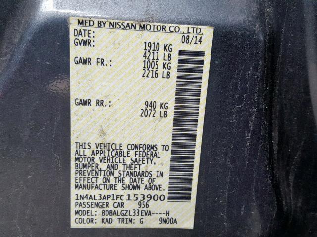 1N4AL3AP1FC153900 - 2015 NISSAN ALTIMA 2.5 GRAY photo 10