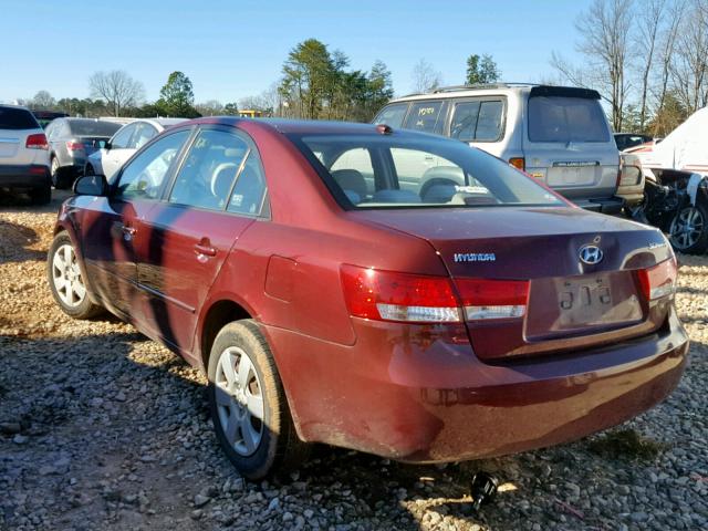 5NPET46C28H367650 - 2008 HYUNDAI SONATA GLS BURGUNDY photo 3