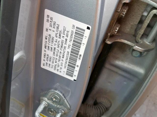 1HGCP26479A023248 - 2009 HONDA ACCORD LXP SILVER photo 10