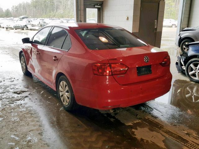 3VW1K7AJ8EM372976 - 2014 VOLKSWAGEN JETTA BASE RED photo 3