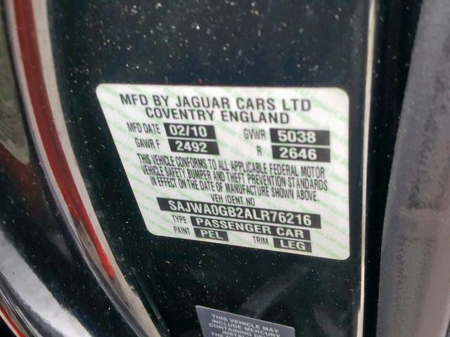 SAJWA0GB2ALR76216 - 2010 JAGUAR XF PREMIUM 黑色 照片 10