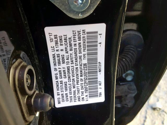 19XFC2F52JE012336 - 2018 HONDA CIVIC LX BLACK photo 10