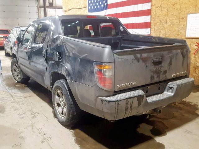 2HJYK16278H531307 - 2008 HONDA RIDGELINE GRAY photo 3