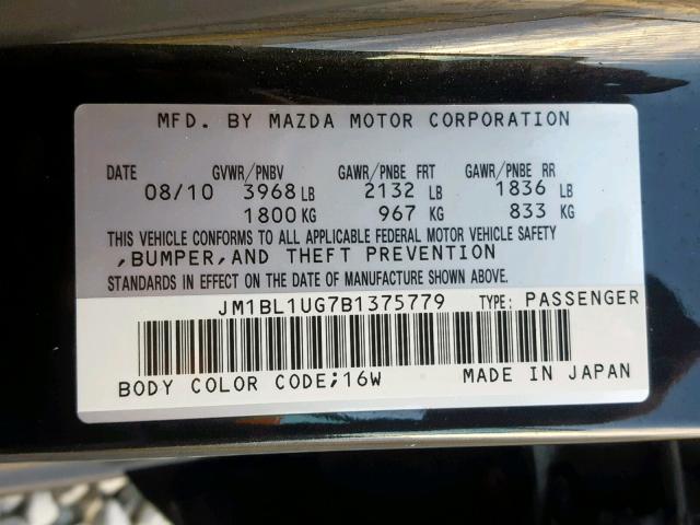 JM1BL1UG7B1375779 - 2011 MAZDA 3 I Czarny zdjęcie 10