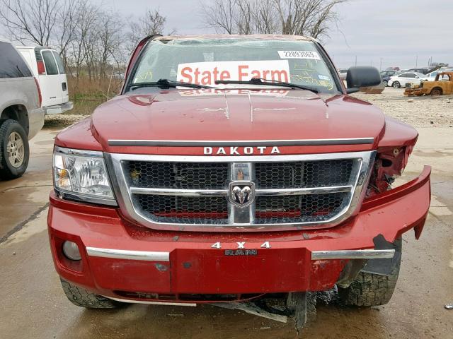 1D7HW42N98S551647 - 2008 DODGE DAKOTA SLT BURGUNDY photo 9