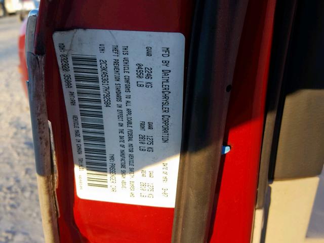 2C3KA53G17H792584 - 2007 CHRYSLER 300 TOURIN RED photo 10