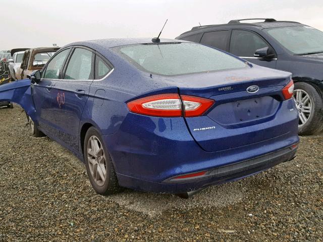 3FA6P0H73ER327268 - 2014 FORD FUSION SE BLUE photo 3