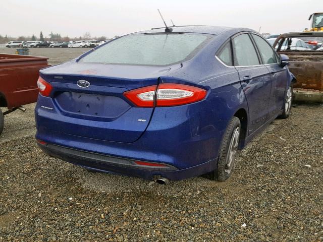 3FA6P0H73ER327268 - 2014 FORD FUSION SE BLUE photo 4