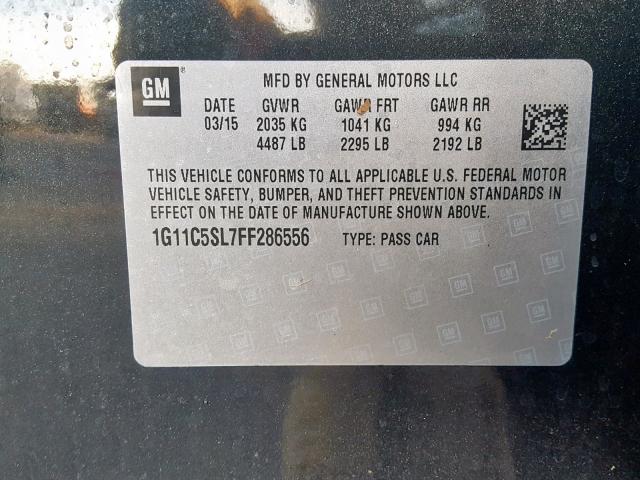 1G11C5SL7FF286556 - 2015 CHEVROLET MALIBU 1LT 黑色 照片 10