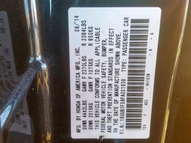 19UUB1F58FA001938 - 2015 ACURA TLX TECH GRAY photo 10