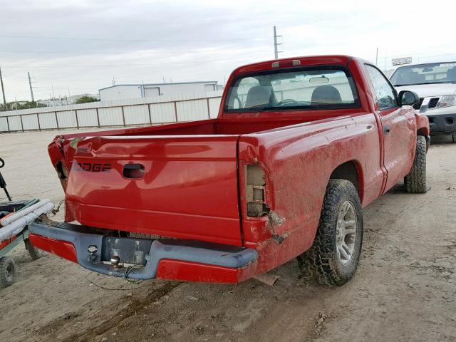 1B7FL26X51S254939 - 2001 DODGE DAKOTA RED photo 4