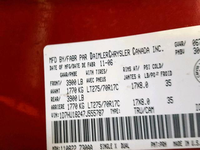 1D7HU18247J555787 - 2007 DODGE RAM 1500 S Qırmızı foto 10