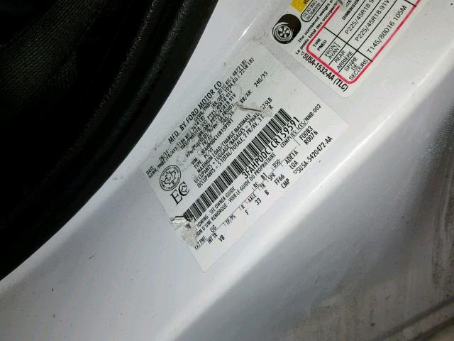 3FAHP0DC1CR159591 - 2012 FORD FUSION SPO WHITE photo 10