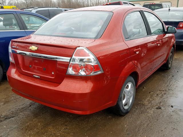 KL1TD5DE0AB075766 - 2010 CHEVROLET AVEO LS RED photo 4