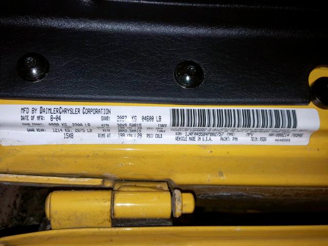 1J4FA49S84P802757 - 2004 JEEP WRANGLER / YELLOW photo 10